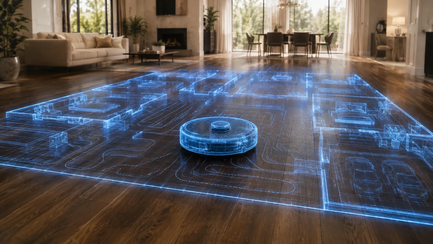 Robot vacuum mapping a large home